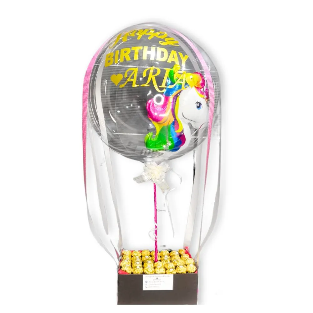 Buy bobo balloon unicorn chocolate hamper for kids